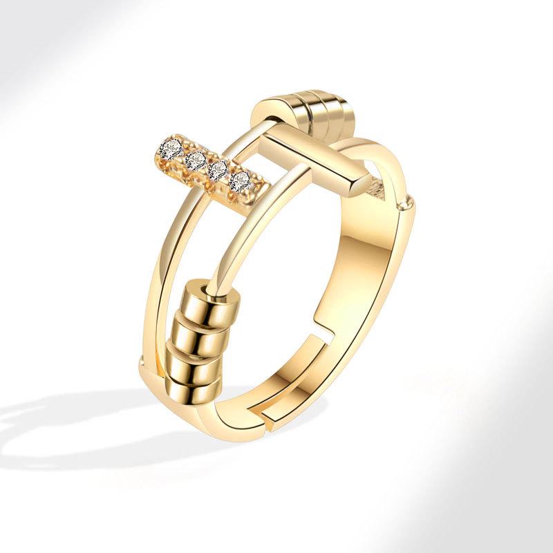 Luxury Double Layer Cross Open Ring For Women Minimalist Personalized Index Finger Zircon Stone Ring