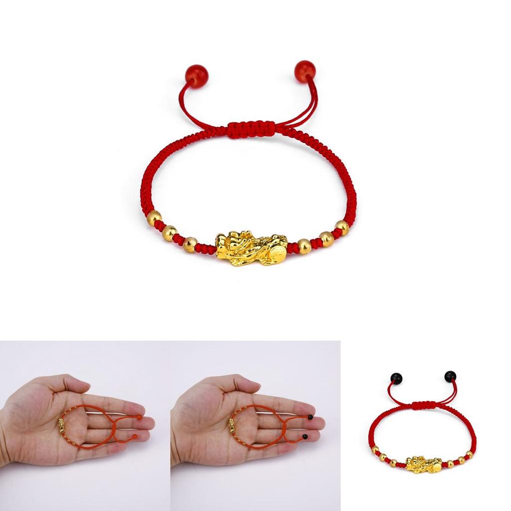 Alloy Bead Red Rope Adjustable Pi Xiu Bracelet For Men Women Gift