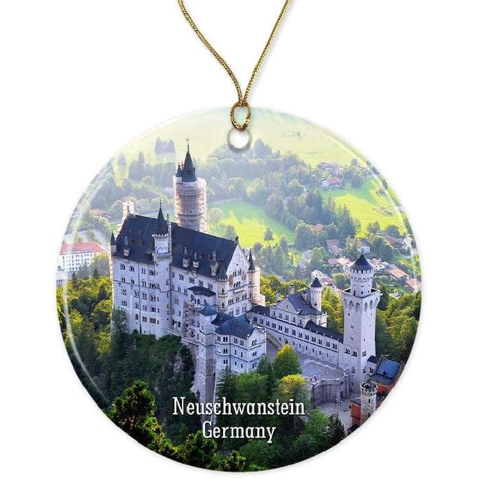 Neuschwanstein Castle - Germany Ceramic Ornament - Fairy-Tale Castle Amidst Alpine Scenery - Perfect Souvenir For Castle Lovers And Travel Printed on Both Sides