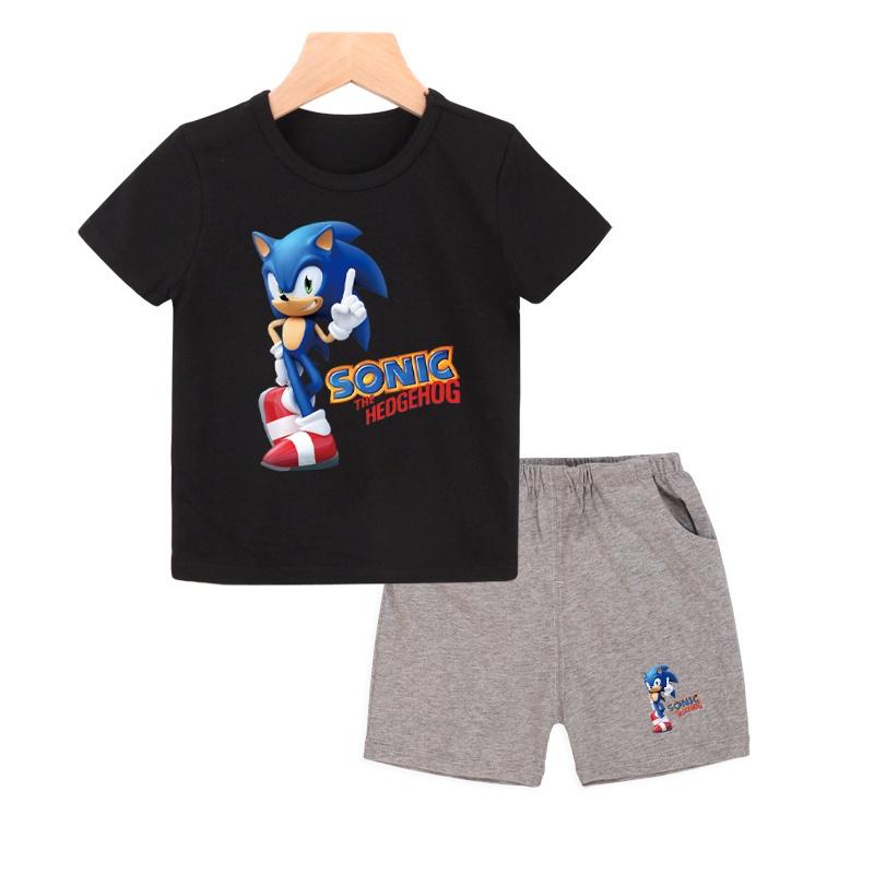New Boys' Clothing Set, Children's Cartoon T-shirt, Short Sleeved T-shirt and Pants
