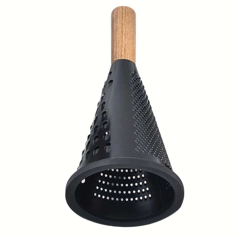 Black Cone Stainless Steel Grater Kitchen Multi-Function Melon Fruit Potato Vegetable Cutter Wooden Handle Cone Grater