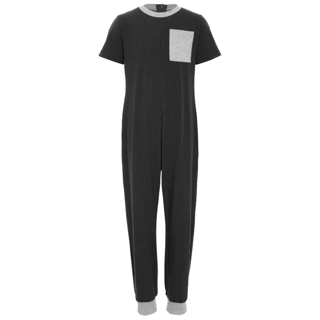 Unisex Kids Adaptive Clothing Round Neck Short Sleeve Jumpsuit Back Invisible Zipper Contrast Color Romper