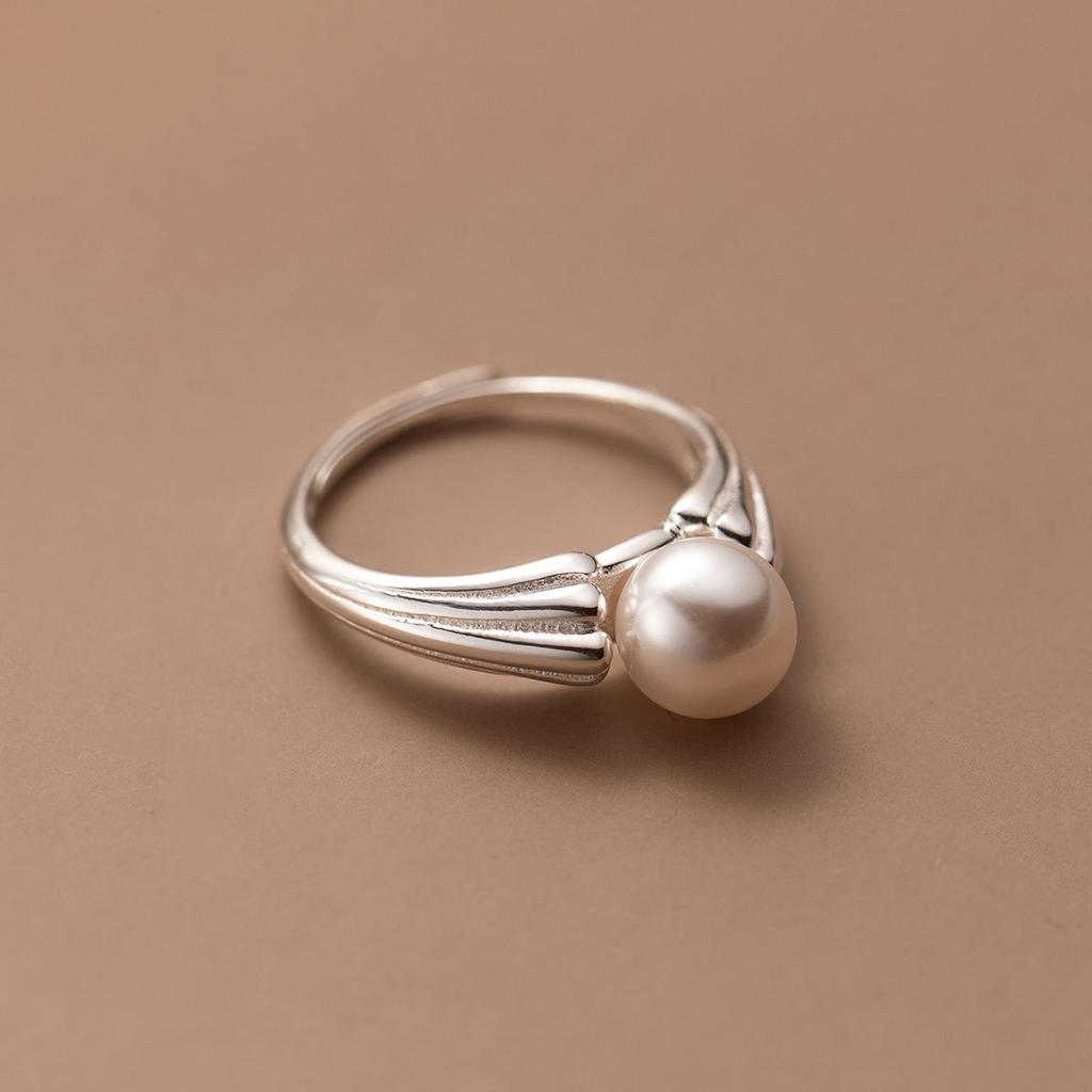 925 Sterling Silver Jewelry Ladies Pearl Rings For Women Wedding Engagement Vintage Accessories Jewellery Moneys 925