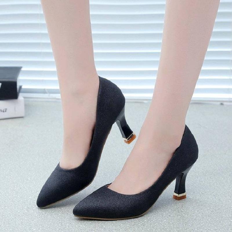  women cute sweet light weight comfort high quality slip on stiletto heel shoes lady golden party heel shoes ab681