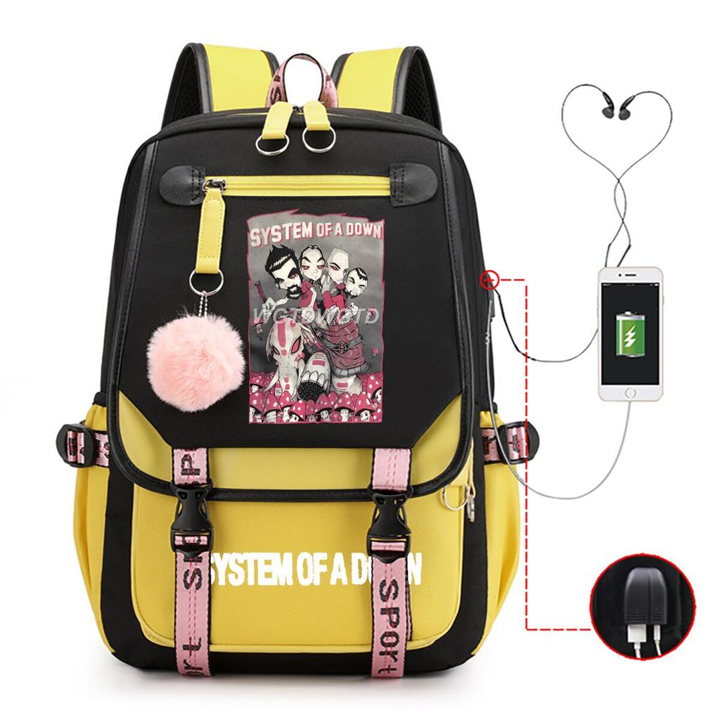 Students School Backpacks Trend 2026 Rock Band Print High Quality Travel Laptop Bags Rock Band Tour Merch Backpack Satchel
