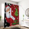 1Pc Santa Claus Holiday Print Waterproof Shower Curtain Bathtub Partition Curtain With 12 Hooks Privacy Protection Easy Install