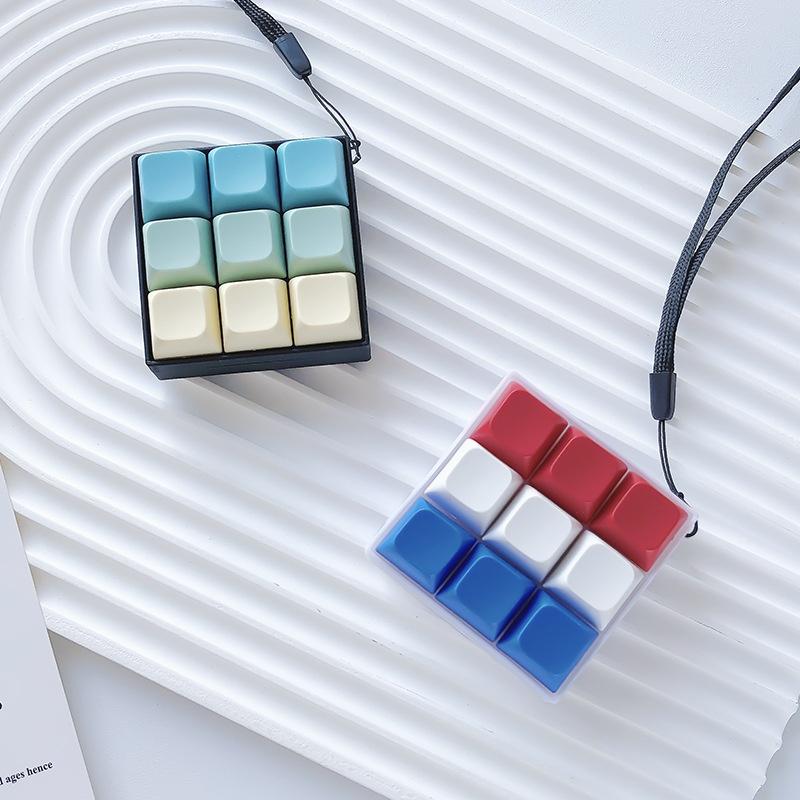 9 Tangenter Bärbar Tangentbord Klicker Fidget Nyckelring Set Knappar För Sensorisk Stresslindring Idealisk För Kontor Resa Leksaksväska Hänge