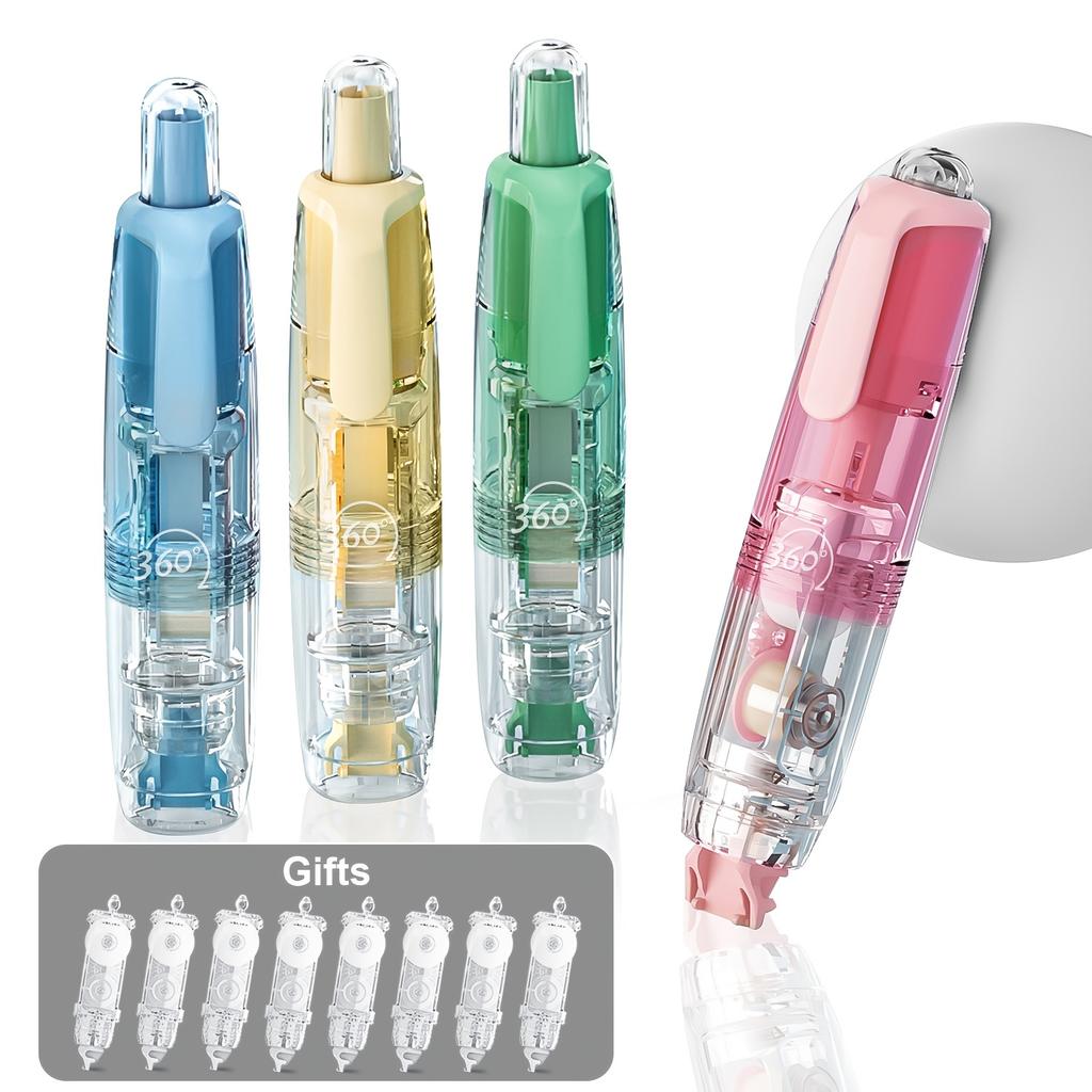 New for Summer - Retractable White Correction Tape, Cute Pen-Shaped Applicator for Easy Use, Instantly Correct Mistakes