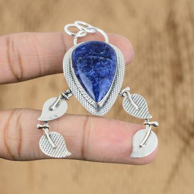 Womens Day Deal Pear Natural Sodalite Sterling Silver Artisan Pendant Jewelry