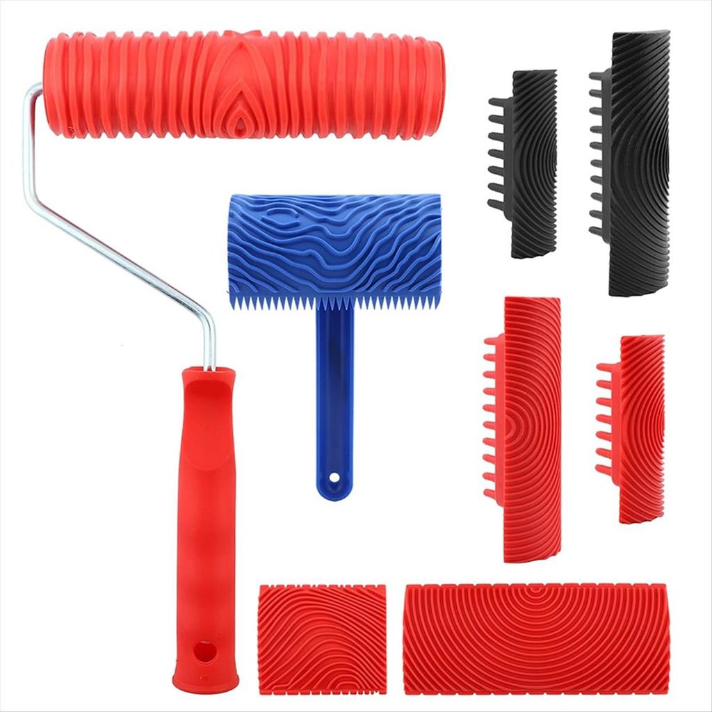 2025+ Wood Grain Tool Set - Wood Grain Painting Roller with Handle for Wall Floor Deck Furniture DIY Room Decoration