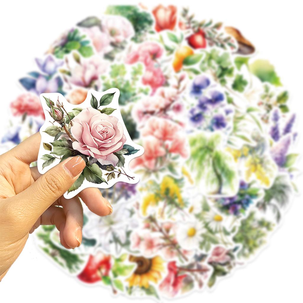 50 Cartoon Plant Illustrations Graffiti Stickers Guitar Notebook Suitcase DIY Waterproof Stickers