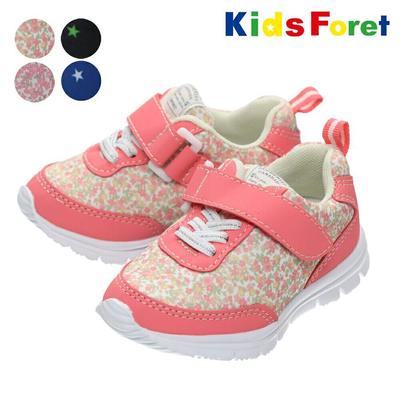 [Children's Clothing] Kids Foret (Kids Foret) Flower and Star Pattern Jogging Shoes, Sneakers, Shoes 15cm-19cm