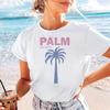 Palm Pattern Cartoon Women's Casual T-Shirt Summer Round Neck Short Sleeved Basic Top Regular Versatile Popular Beach T-Shirt