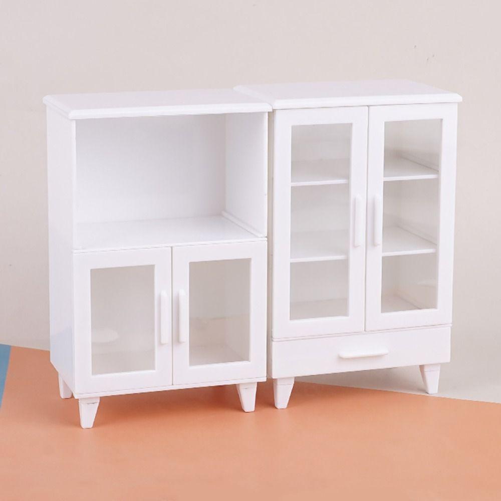 Mini Furniture Dollhouse Cupboard Pretend Play Doll Display Cabinet  Doll House Accessories