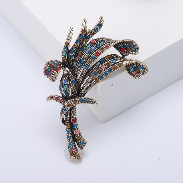 

Женская мода, винтажные броши с радужным цветком для женщин, роскошная брошь из сплава золотого цвета с кристаллами, булавки разноцветный