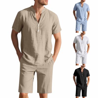 Ανδρικό Κοστούμι με Κοντομάνικο Σορτς Casual Χαλαρό Λινό Ανδρικό Κοστούμι με Κοντομάνικο Σορτς