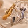 18K Gold-Plated Stainless Steel Wave Open Bangle for Women