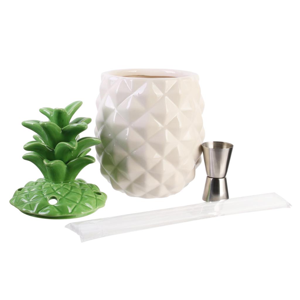 Les Trésors De Lily [Q7743] - 'Pineapple' Mason Jar Cocktail Set (4 Straws) - 27x11 Cm (1.3 L)