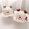 Sweet Baby Girl Bucket Hat Cute Heart Bow Toddler Fisherman Cap Outdoor Sunshade Kids Ruffled Hats