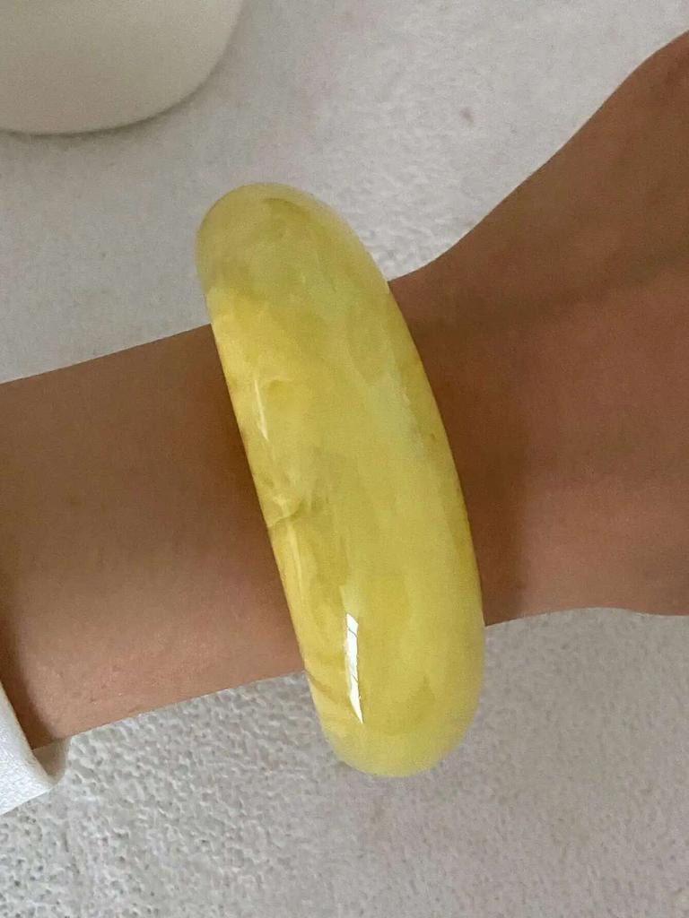 Ingemark Y2K Boho Yellow Resin Acrylic Bangles for Women New Trend Vintage Geometric Irregular Bracelets Daily Party Jewelry