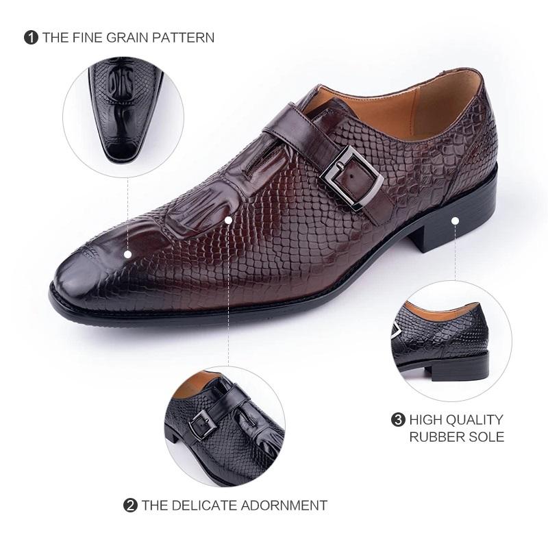 Fashion Trendy Fashion Men's Leather Shoes Handmade Monk Strap Rubber Sole Business Office Dress Office Footwear Zapatos Hombre Man Shoe