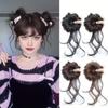 2 Pcs Messy Bun Hair Piece Tousled Updo With Tendrils Hair Bun Extensions Wavy Curly Hair For Women