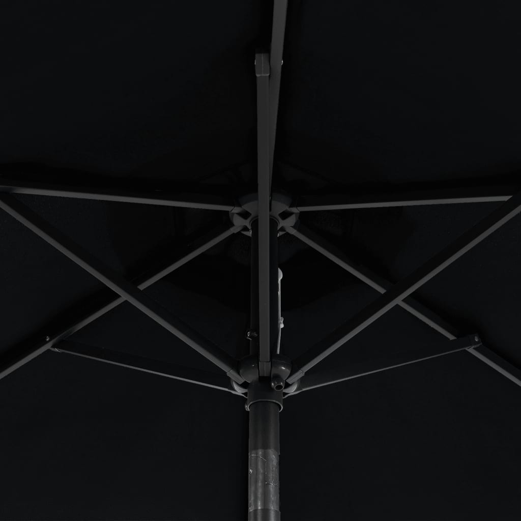 225x225x212 Cm Black Sun Umbrella with Steel Pole