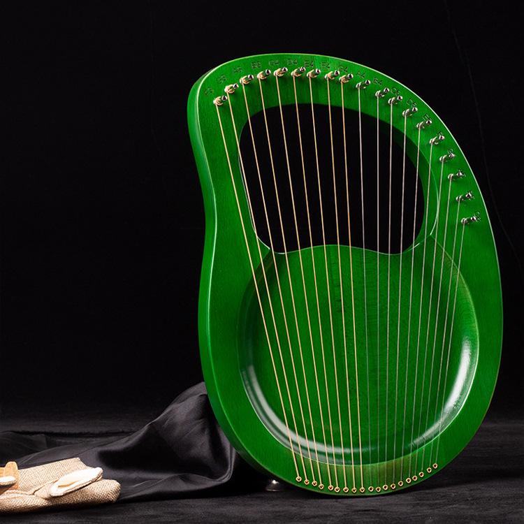 Liră cu 16 coarde din lemn masiv pentru începători - Stil retro