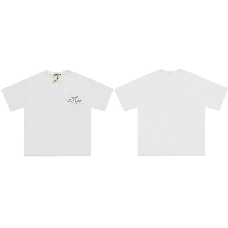 Summer Fashion Heavyweight Retro Men's English Letters 100% Cotton Printed Round Neck High-quality Casual Fitness Street T-shirt