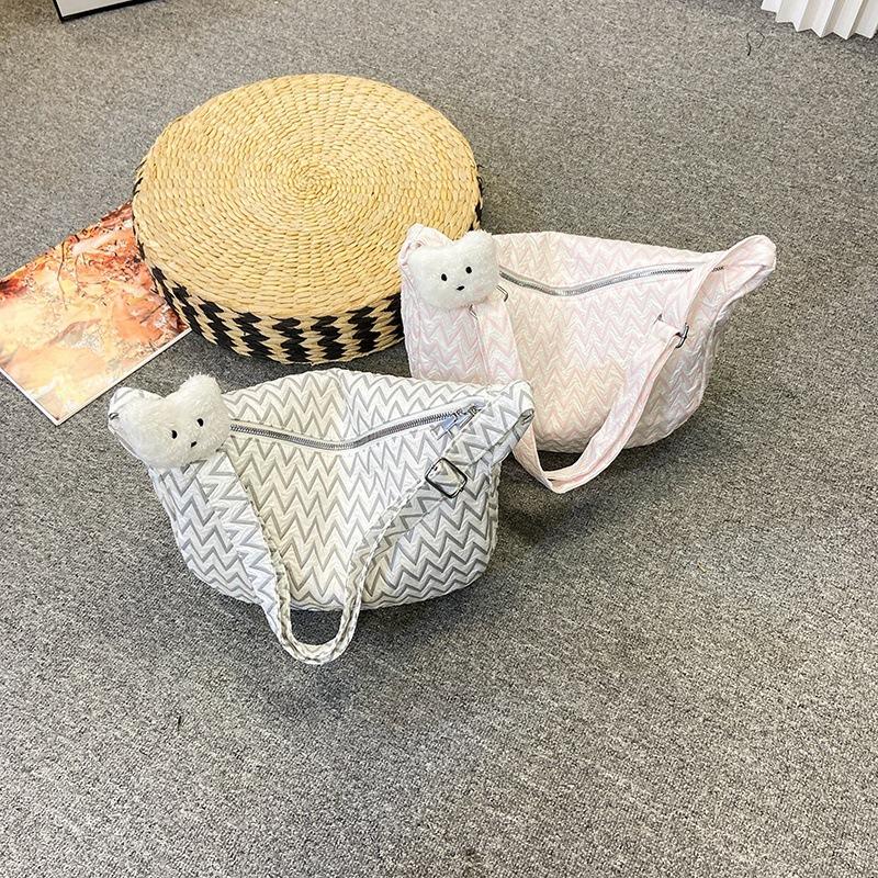 

Women s dumpling bag new shoulder bag fashionable simple striped messenger bag чёрный