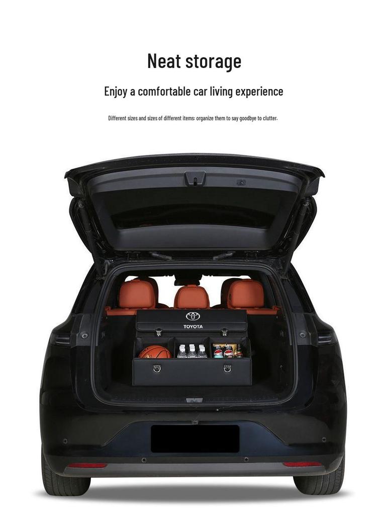 Fits in the trunks of Toyota Land Cruiser, Highlander, and Corolla.