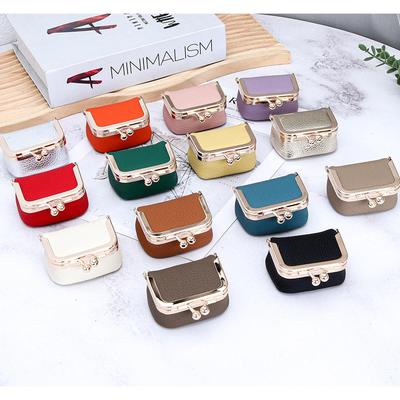Mini Genuine Leather Kiss-Lock Jewelry Bag - Cowhide Earring, Necklace, and Ring Accessory Box for Women