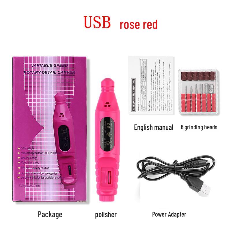 "Portable Electric Nail Polisher with Convenient Handle and Cap"