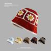 Korean Handmade Hook Flower Contrast Knitted Fisherman Hat for Women In Autumn and Winter Warm Hat Versatile Face Showing Small Retro Wool Hat
