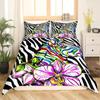 Zebra Duvet Cover Set King Queen Size Polyester Comforter Cover Black And White Stripe Wild Animals For Kids Teens Bedding Set