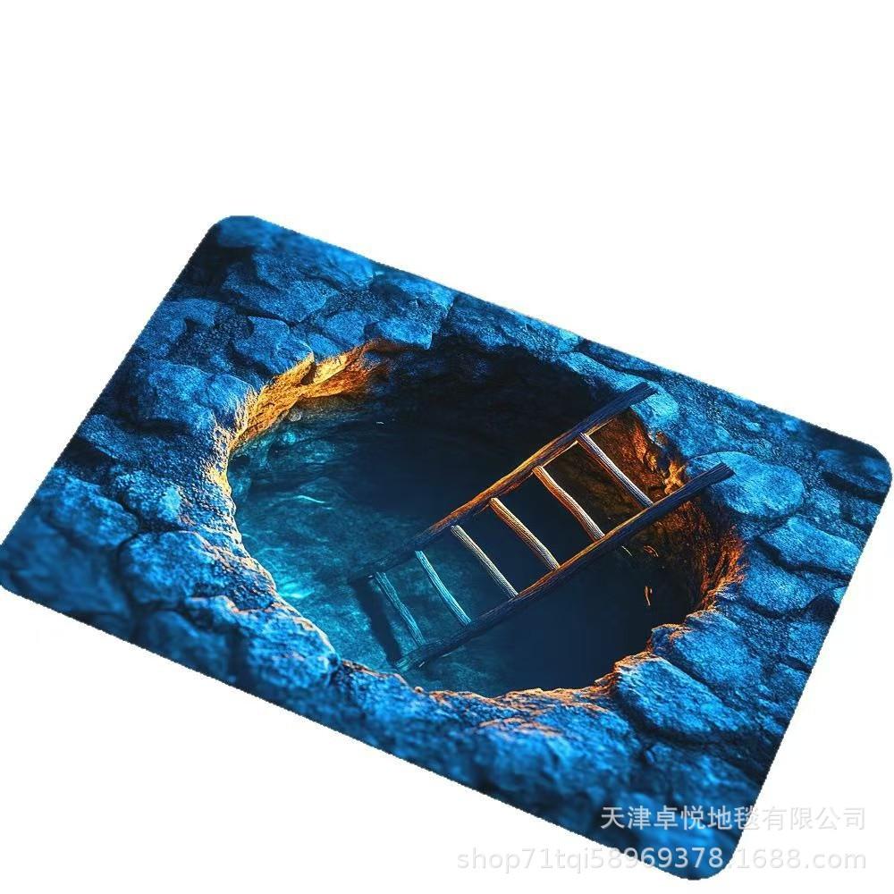 

3D Визуальная Ловушка Напольный Коврик Грязеотталкивающий и Износостойкий Придверный Коврик Ванная Комната Впитывающий и Противоскользящий Коврик 60 * 90Cm