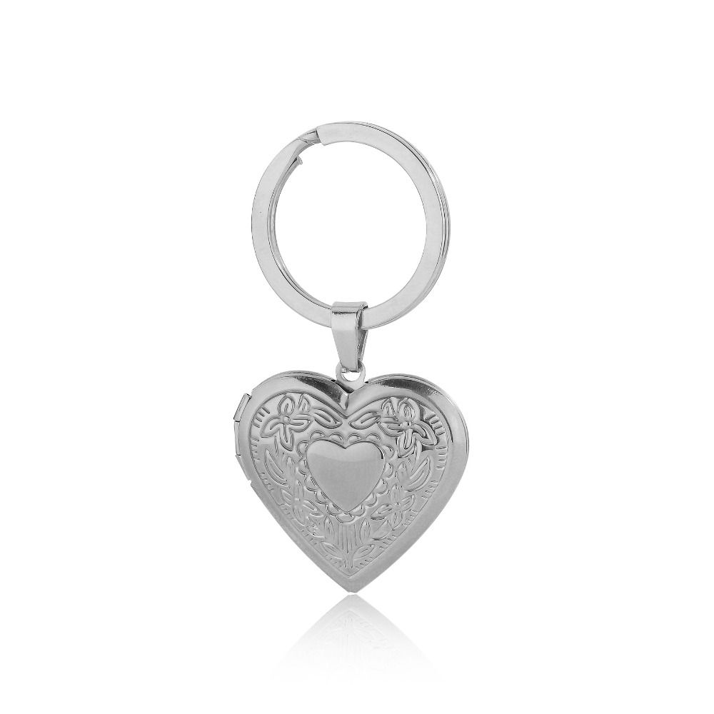 2 Pièces Acier Inoxydable Album Cœur DIY Porte-clés Breloques Famille Amitié Porte-clés Décor de Sac