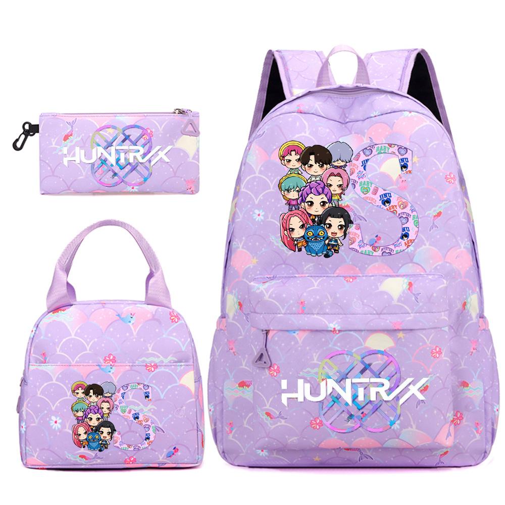 3Pcs/set 26 English Letter Kpop Printed Backpack Handbag Pencil Case for Teenger Student Girl Boy Schoolbag Kid Bookbag Large Capacity Travel Bag Gift