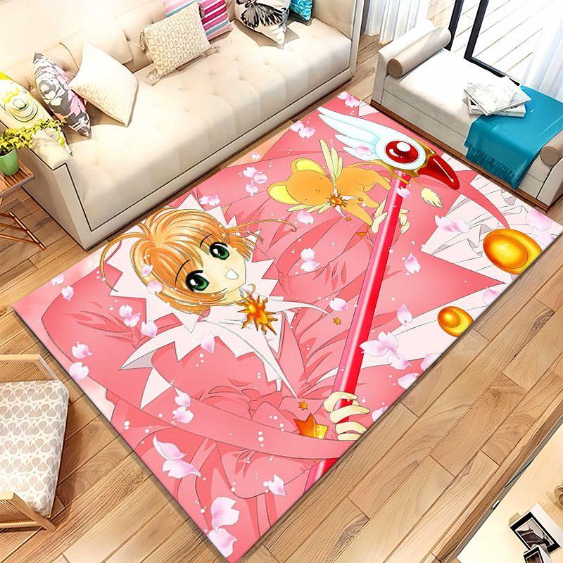Cute Sakura Card Captor Girl Cartoon Living Room Non-Slip Area Rug Soft Carpet for Bedroom Kids Playroom Sofa,Home Decor Doormat
