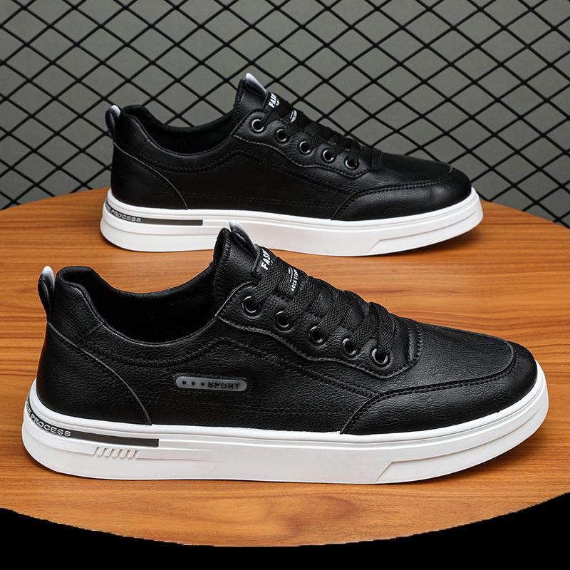 

Men s Trendy Breathable Ultra-Soft Leather Black Casual Sports Shoes Autumn New Arrival Versatile Comfortable Board Trend Low 44 чёрный
