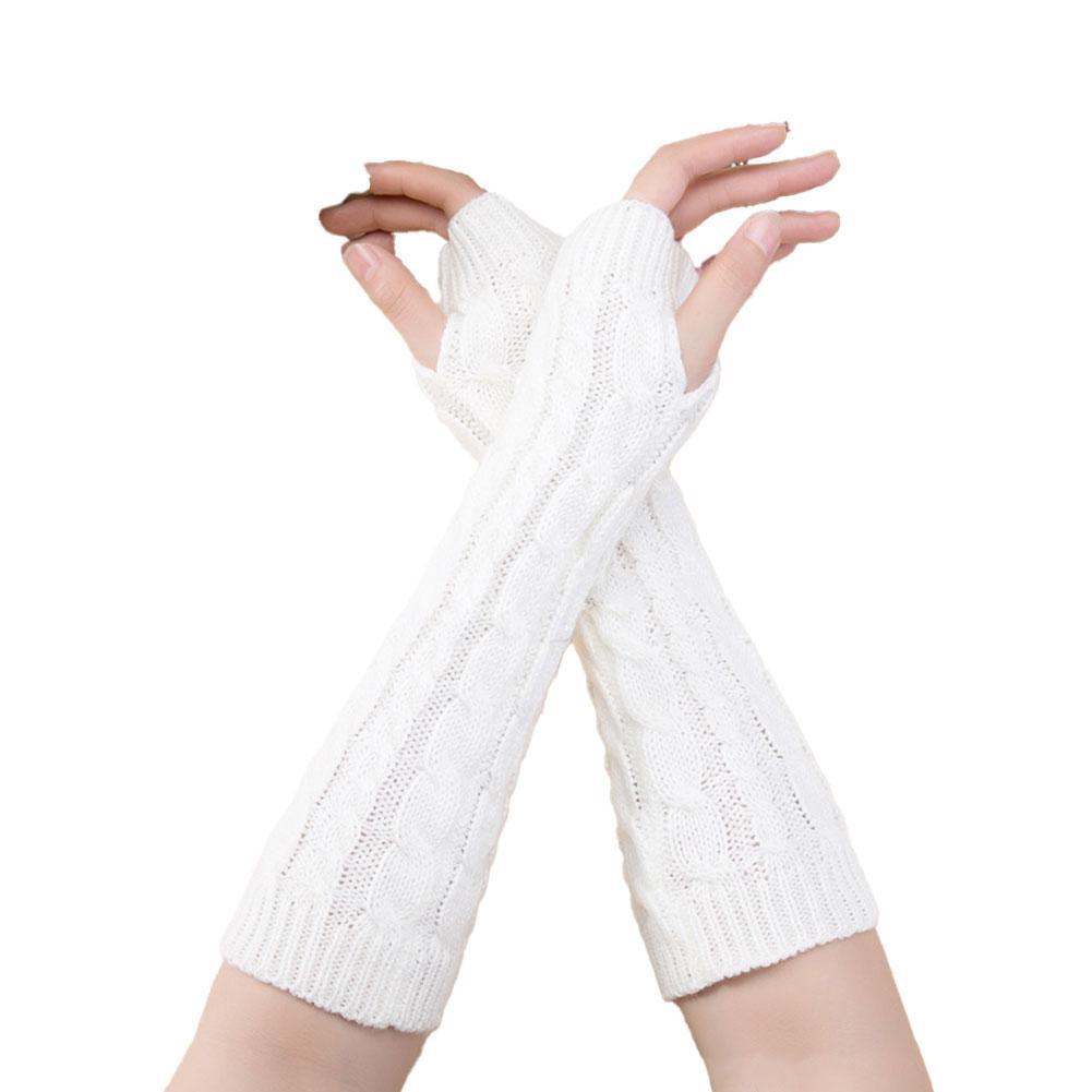 Women Knit Long Fingerless Gloves Fashion Arm Wrist Sleeve Hand Warmer Girls Casual Half Black Over Elbow Punk Gothic Mittens