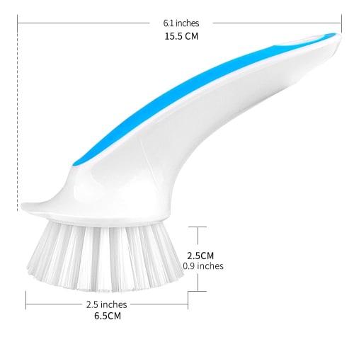MR.SIGA Küchenbürste, Spülbürste, Topfbürste mit Schaber, Mehrzweckbürste mit langem Griff (2er-Pack)
