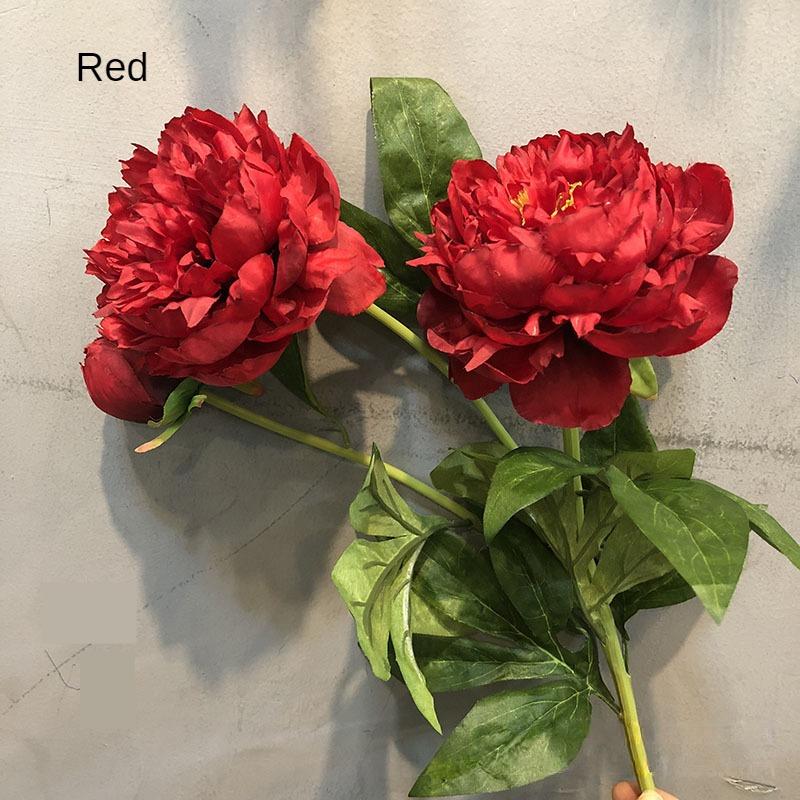 Трехглавый пион, имитация цветка, искусственный цветок, богатый цветок, украшение дома, свадебный реквизит красный