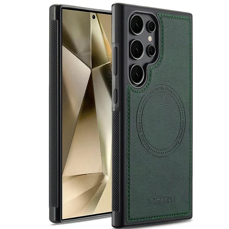 Magnetic Leather Phone Case for Samsung Galaxy S26 S25 Edge S24 Ultra S23 FE S22 Plus S21 S20 A17 A37 A57 Wireless MagSafe Cover