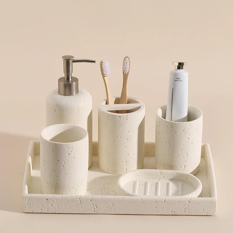 Bathroom Lotion Bottle Toothbrush Holder Tray Toiletry European Home Bathroom Products Hotel Electric Toothbrush Shelf