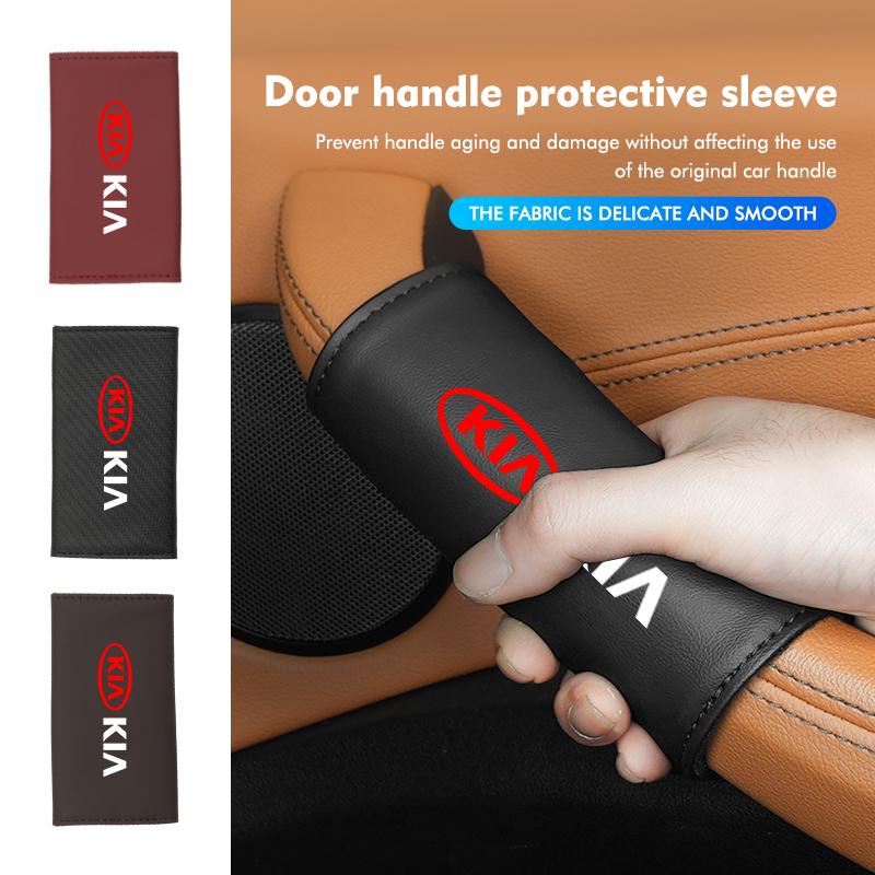 For KIA Car Door Handle Leather Auto Protective Case Cover Sportage Rio Ceed Niro Soul Stonic Picanto Proceed
