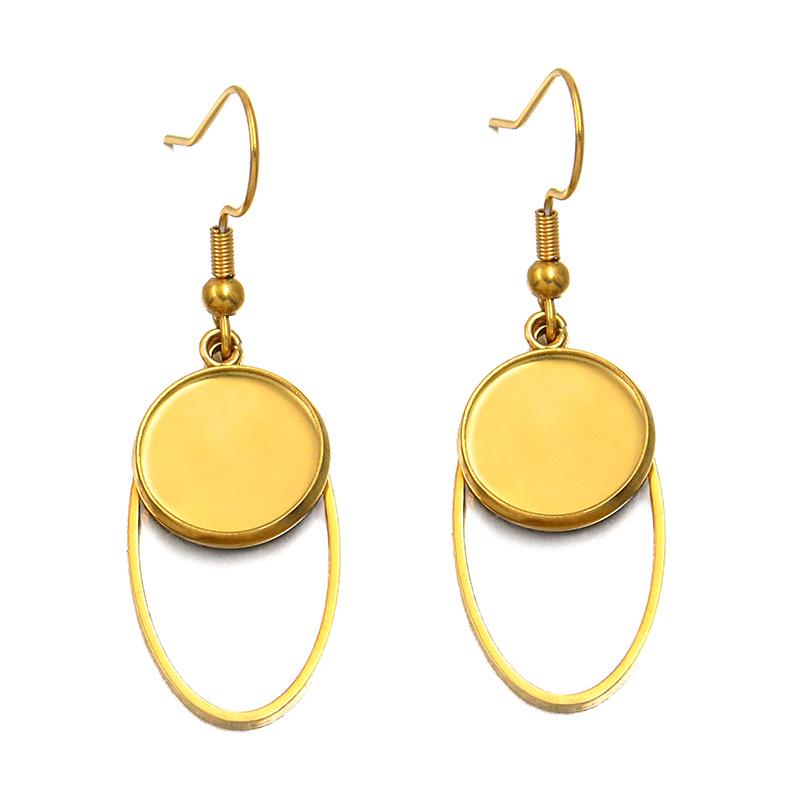 10 Styles Stainless Steel 12mm Time Gem Base Geometric Irregular Earring Hook Pendant