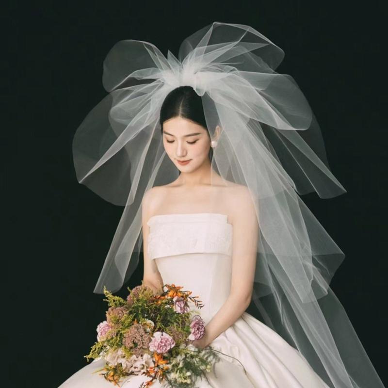 Cathedral Bridal Headpiece White Bride Veils Comfortable and Multilayer Tulle Veils Headpiece for Wedding Ceremony Wear