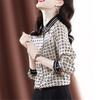 Women's 2025 Long-sleeved New Plaid Contrasting Color Fashionable Temperament Design Top