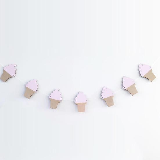 1 Bag Garland Cream Shape Banner Cartoon Punch-free Ice Wall-mounted Birthday Party Bunting Banner Photography Props
